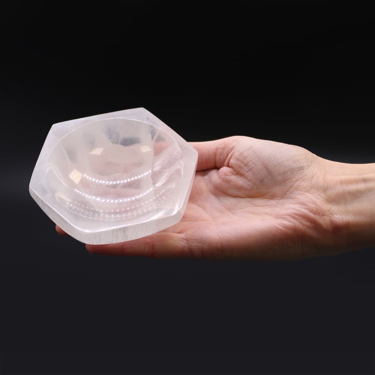 10cm Selenite Hex Bowl - Natural Crystal Dish - Brand Name