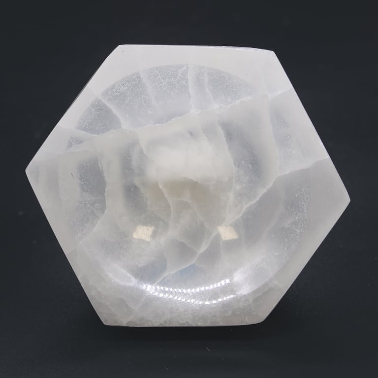 10cm Selenite Hex Bowl - Natural Crystal Dish - Brand Name