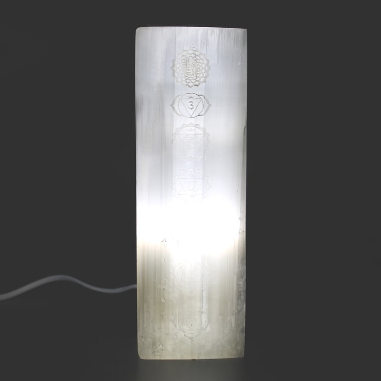 25cm Selenite Chakra Lamp - Aromatherapy & Meditation Aid