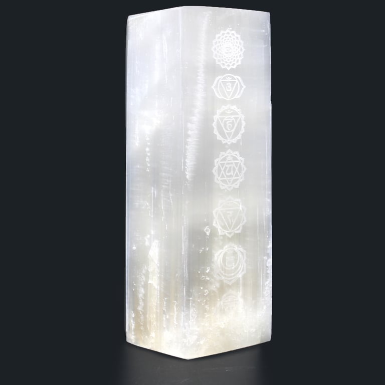 25cm Selenite Chakra Lamp - Aromatherapy & Meditation Aid