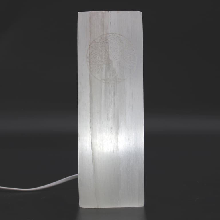 25cm Selenite Chakra Lamp - Aromatherapy & Meditation Aid