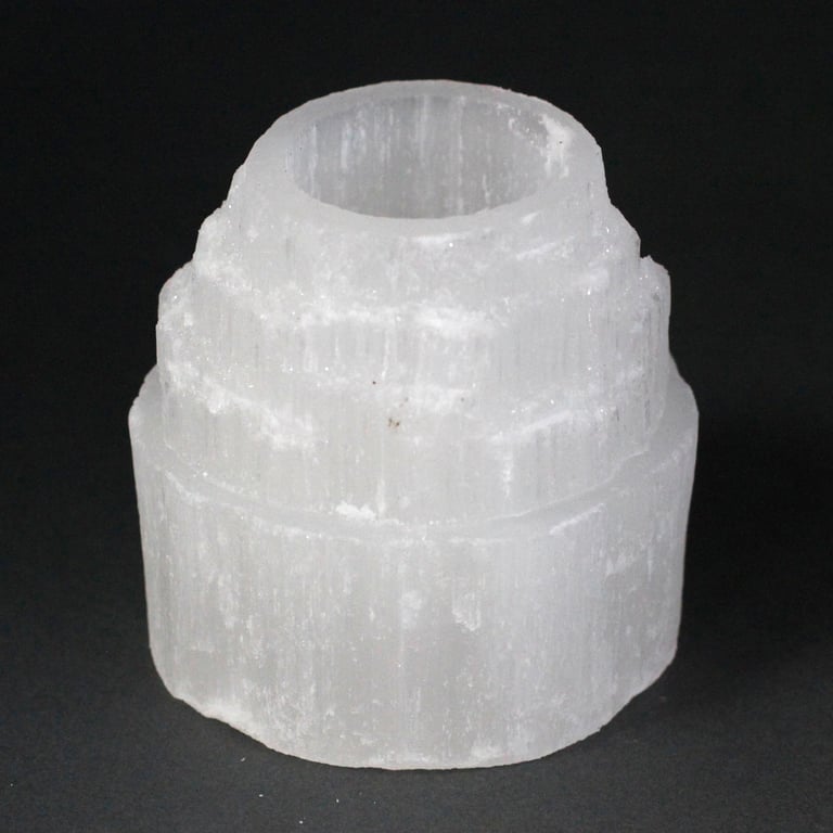 Selenite Mountain Top Crystal Candle Holder, 8 cm Decorative Holder for Home or Office