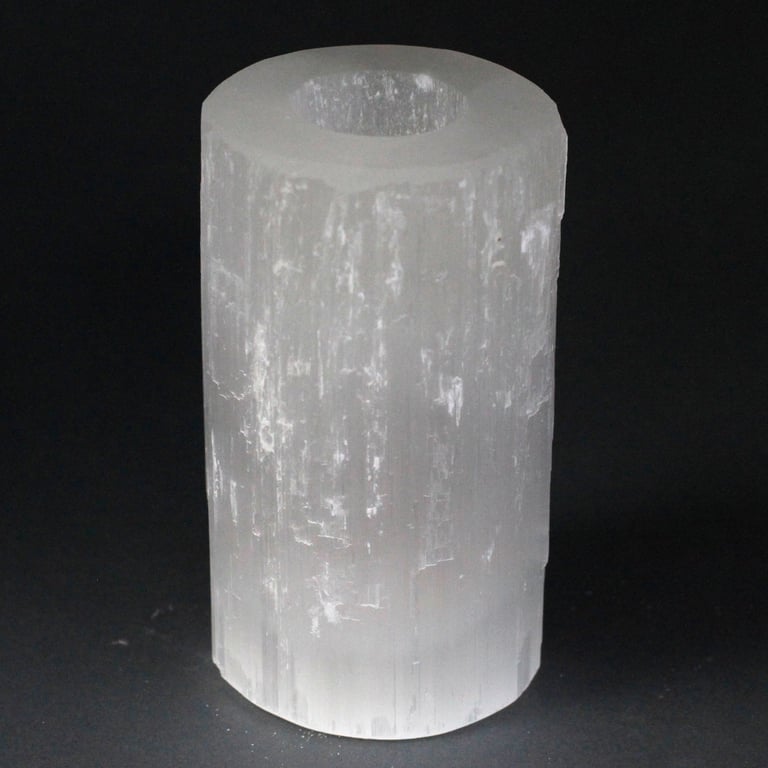 15cm Selenite Candle Holder - Elegant Aesthetic