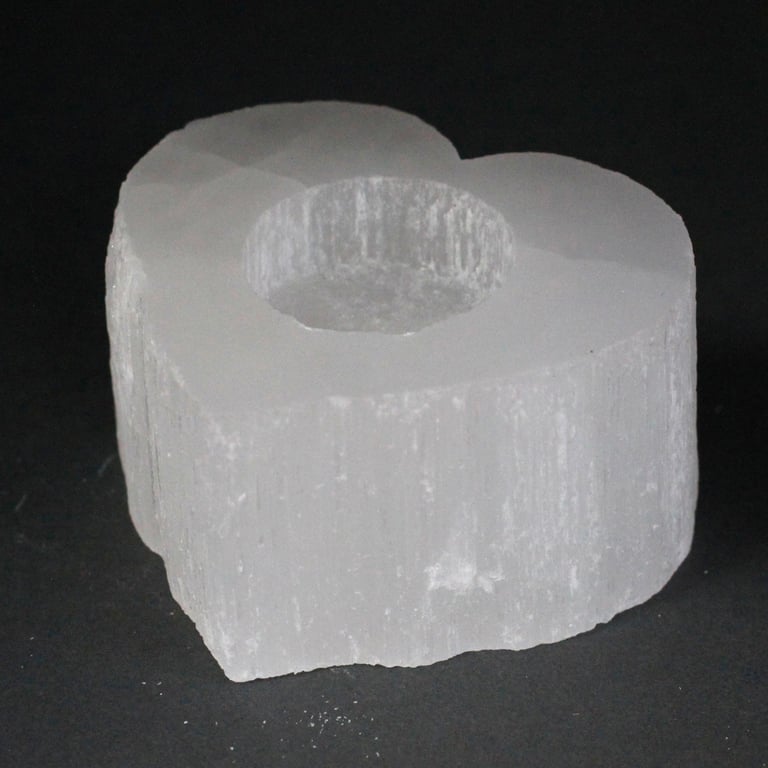 Selenite Heart Candle Holder - Natural Crystal Decorative Holder