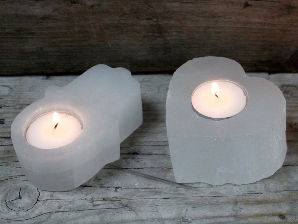 Selenite Heart Candle Holder - Natural Crystal Decorative Holder
