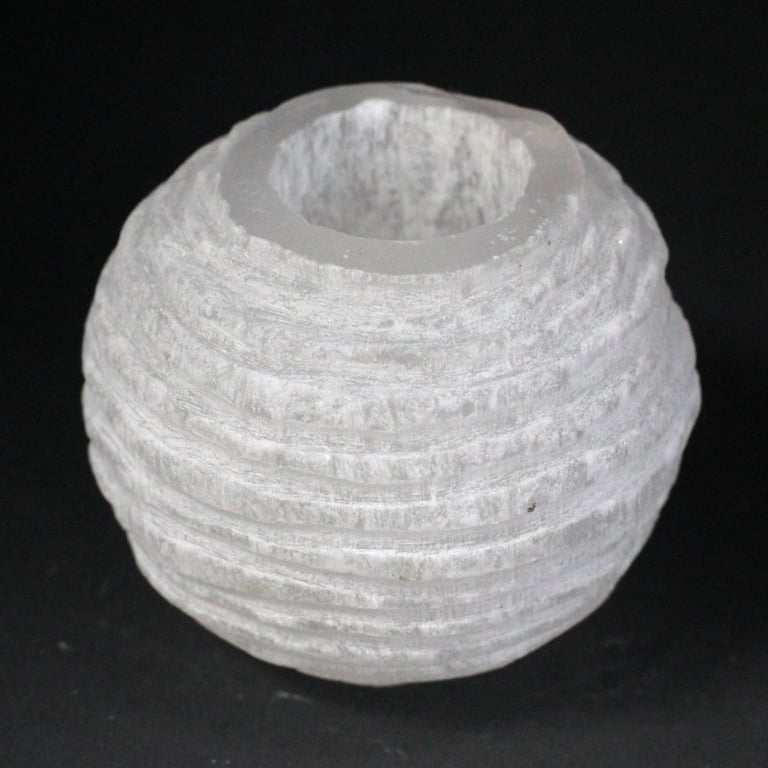 Selenite Snowball Candle Holder - Crystal Decorative 8 cm Light Fixture