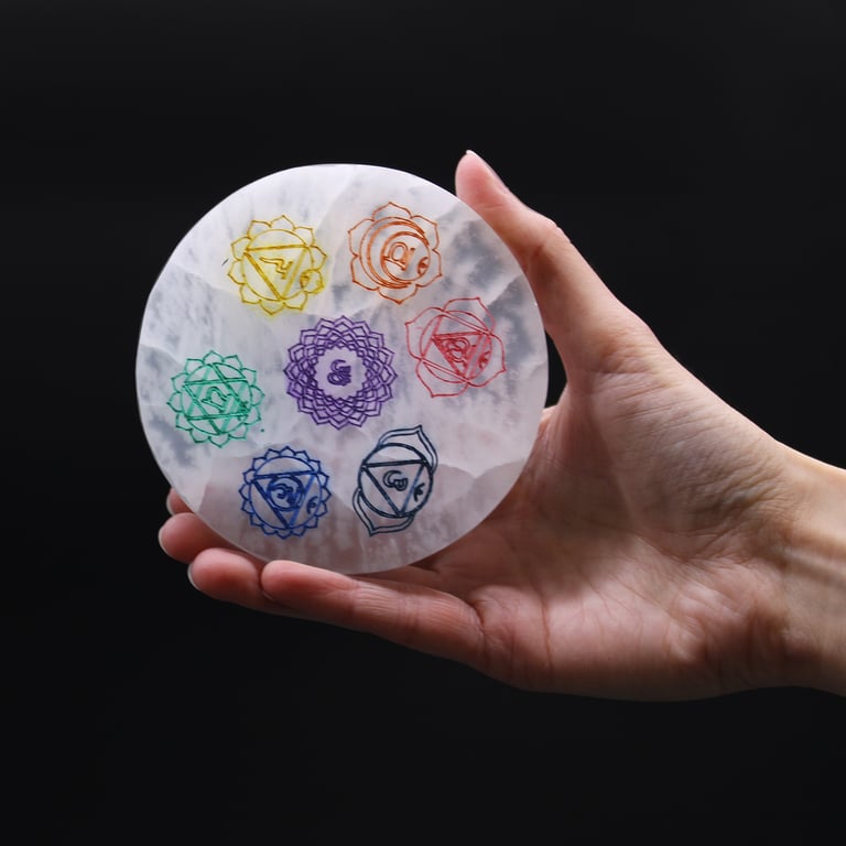 Medium Chakra Wireless Charging Plate - 10cm Crystal Charging Mat Stand