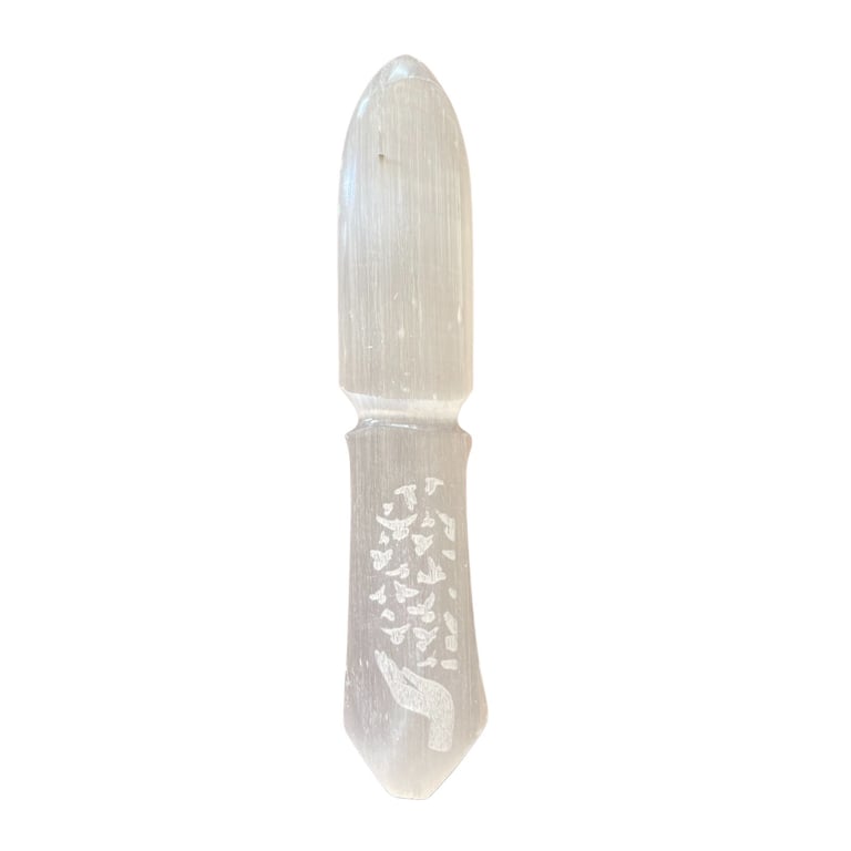 Crystal Ritual Knife - Releases Bonds - Selenite (Brand/Model not provided)
