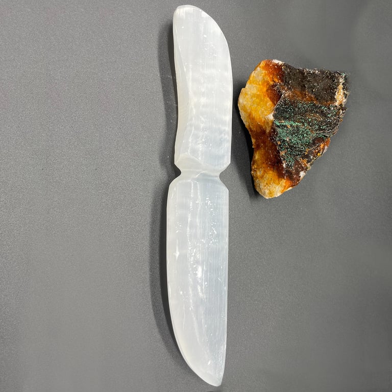 Classic Selenite Ritual Knife - Crystal Blade for Spiritual Practice and Magic Ceremonies