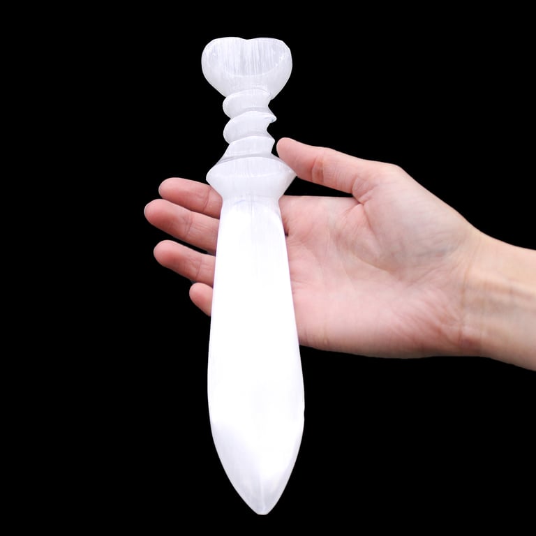 25cm Selenite Ritual Spiral Knife - Large (Selenite Lrg Ritual Knife)