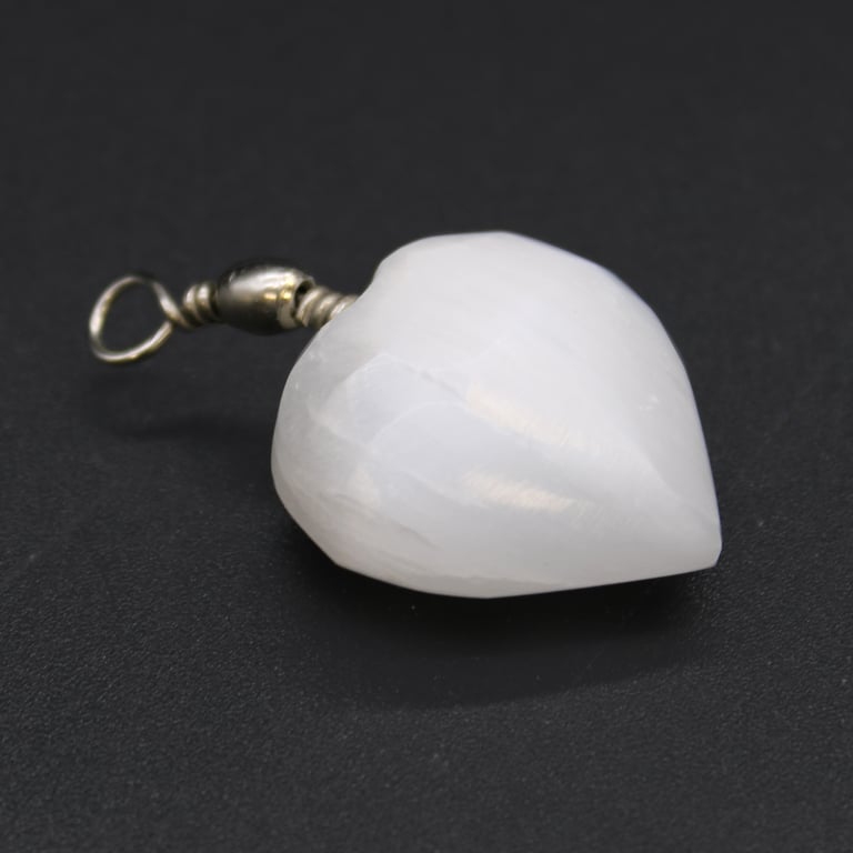Natural Selenite Heart Pendant - Crystal Healing Jewelry