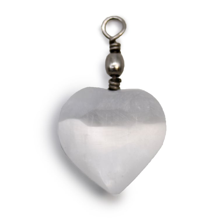 Natural Selenite Heart Pendant - Crystal Healing Jewelry