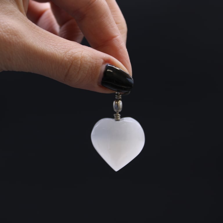 Natural Selenite Heart Pendant - Crystal Healing Jewelry