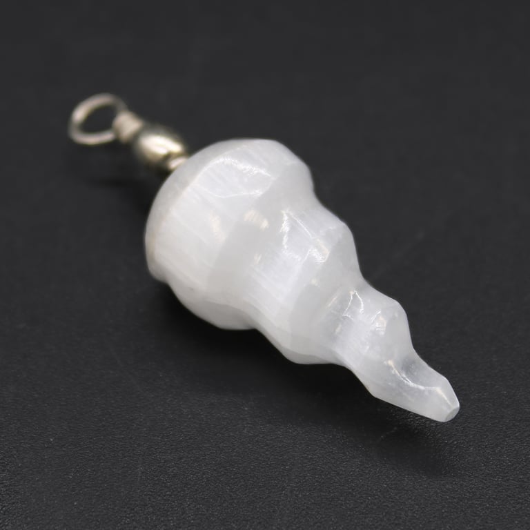 Selenite Crystal Spiral Pendant - Healing and Spiritual Energy Necklace