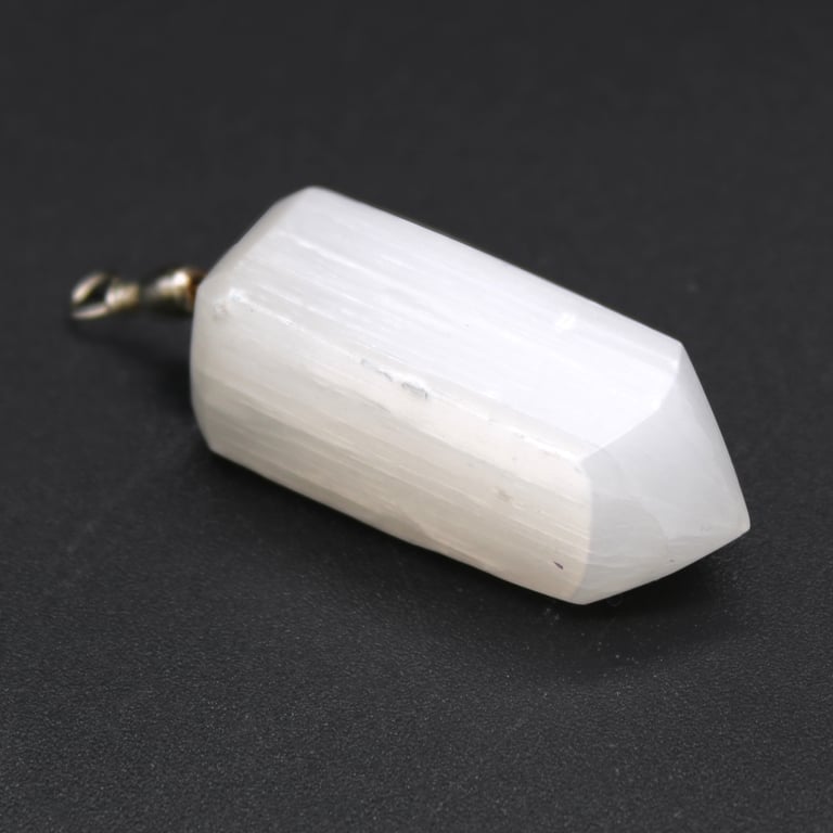 Selenite Obelisk Crystal Healing Pendant for Meditation and Relaxation