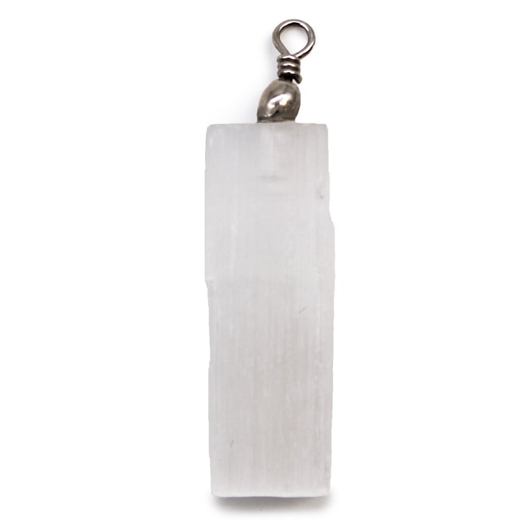 Natural Selenite Crystal Healing Pendant - Metaphysical Protection and Balance