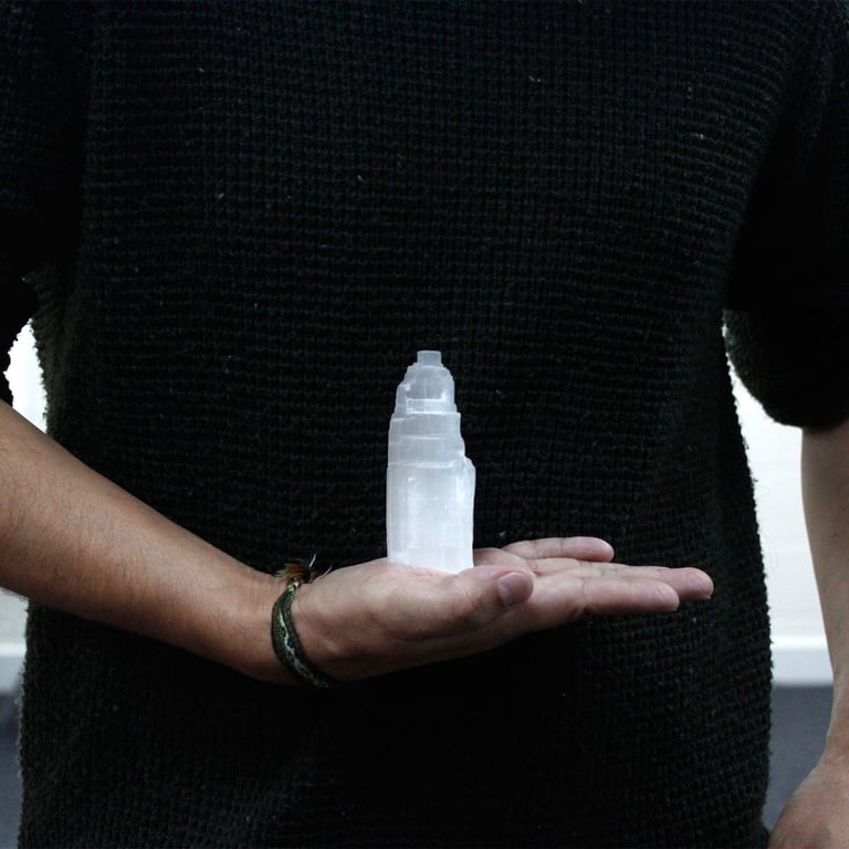 Natural Selenite Crystal Tower - Home Decor Healing Stone Meditation Tool 10cm
