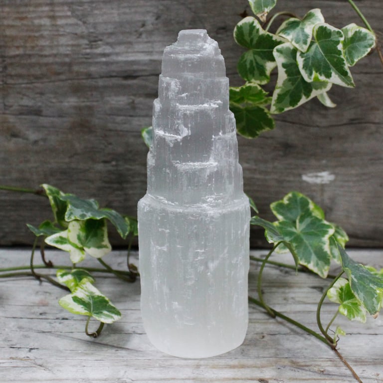 Natural Selenite Tower - 15cm Crystal Healing Stone of Clarity and Light