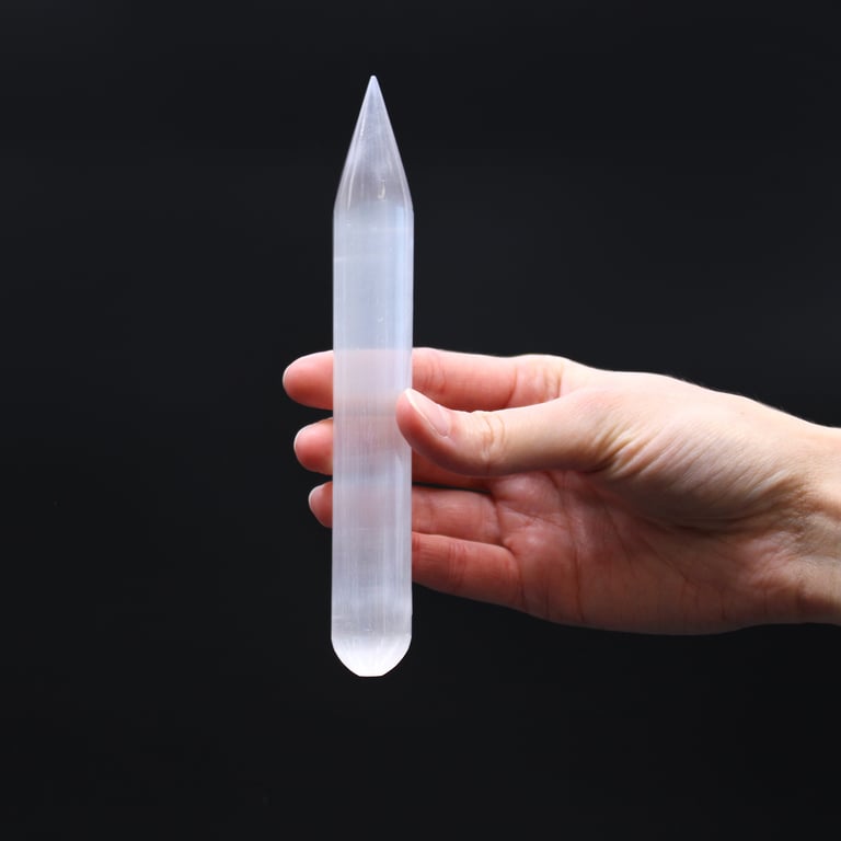 Selenite Wand - Natural Crystal Healing Tool for Home & Garden Decor and Energy Cleansing