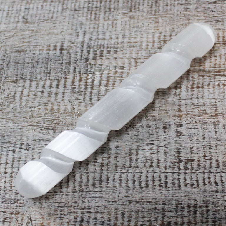 Selenite Spiral Wand - Healing Energy Crystal Tool for Home Decor and Spiritual Practices