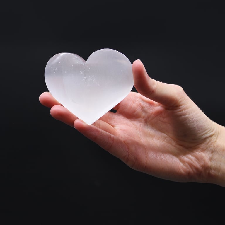 Natural Selenite Heart Crystal - 5-6cm Healing Metaphysical Stone