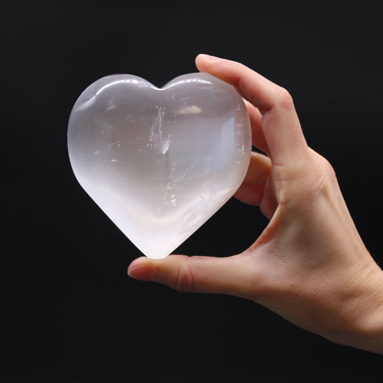10cm Selenite Heart Crystal for Healing and Energy Work