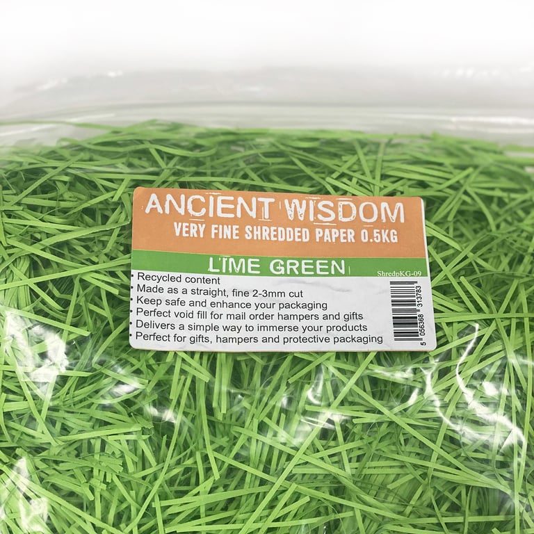 Very Fine Lime Green Shredded Paper - 0.5KG Eco Friendly Office Document Shredder