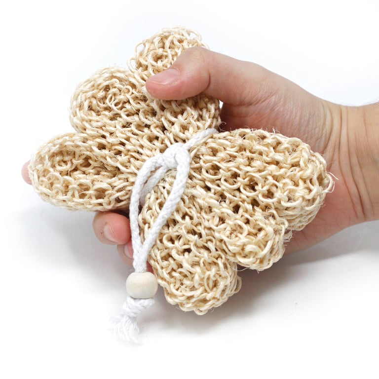 Natural Sisal Sponge and Scrub - Exfoliating Star for Kitchen and Bathroom Cleaning