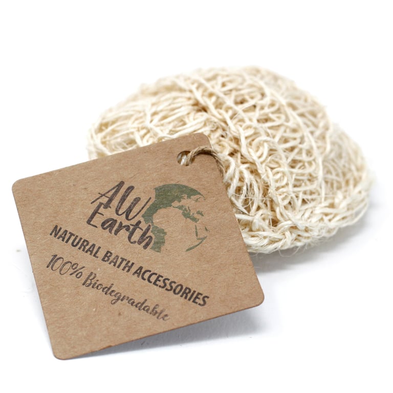 Soft Round Sisal Sponge and Scrub Exfoliating Cushion - Natural Fiber Home Cleaning Tool