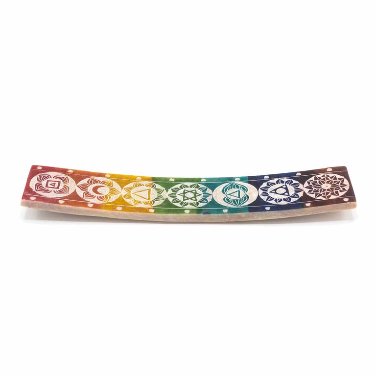 7 Soapstone Chakra Incense Holder - Handcrafted for Aromatherapy