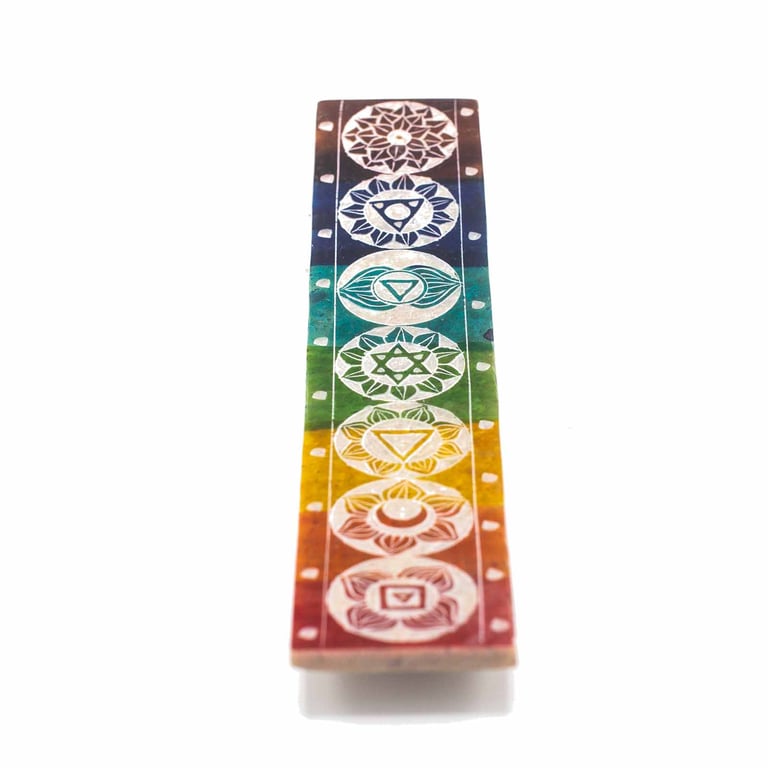 7 Soapstone Chakra Incense Holder - Handcrafted for Aromatherapy