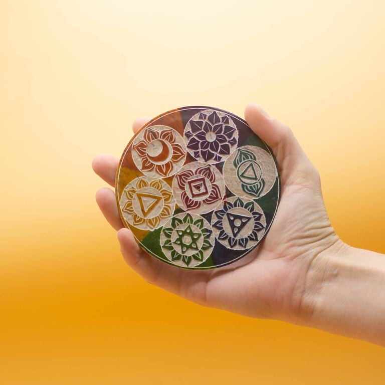 Soapstone 7 Chakra Incense Cone Holder - 10cm Durable and Harmonious Design