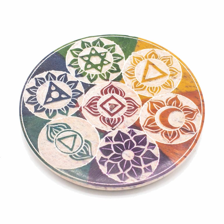 Soapstone 7 Chakra Incense Cone Holder - 10cm Durable and Harmonious Design