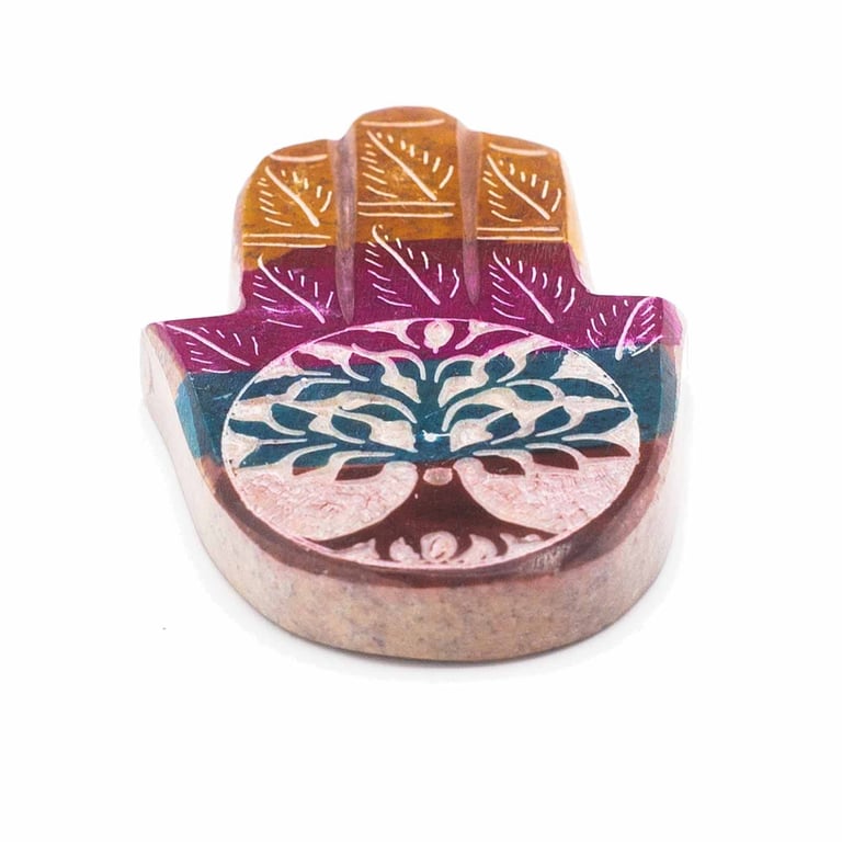 Soapstone Hamsa Incense Holder - Tree of Life Aromatherapy Home Decor