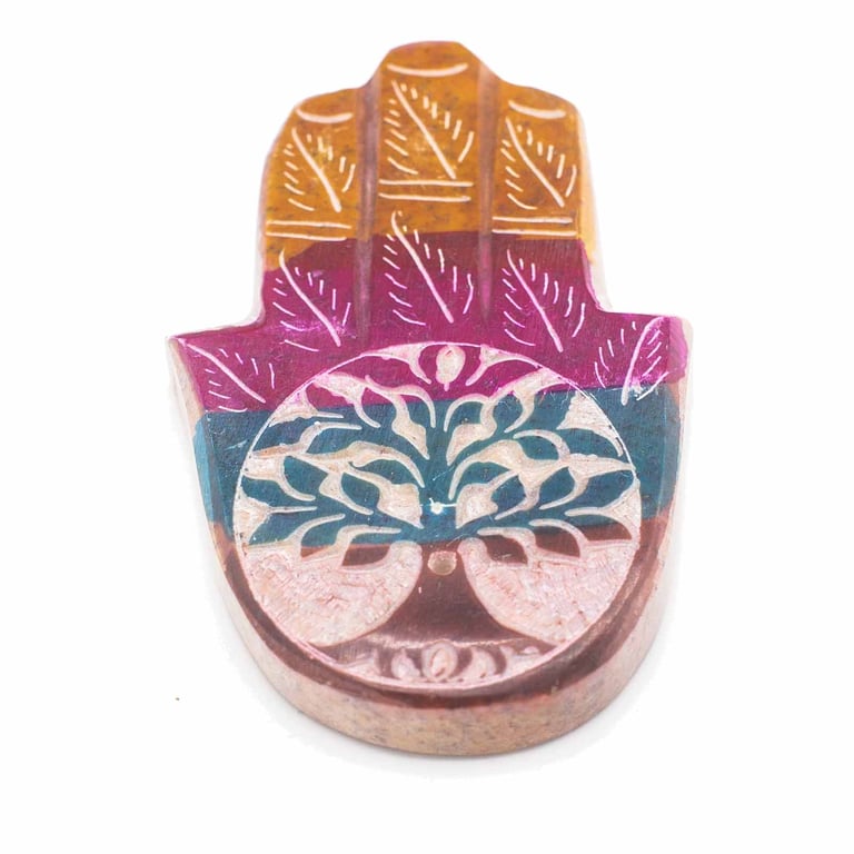 Soapstone Hamsa Incense Holder - Tree of Life Aromatherapy Home Decor