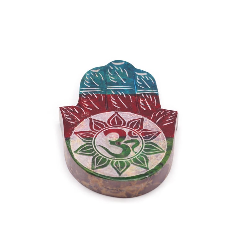 Soapstone Hamsa Incense Holder - OM Symbol of Spiritual Harmony and Balance for Home Meditation Practice