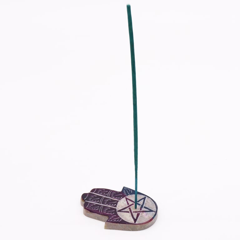 Soapstone Hamsa Pentagon Incense Holder - Middle Eastern Home Decor