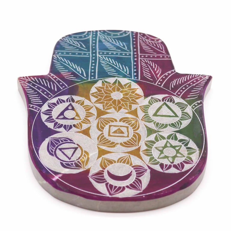 7 Chakra Soapstone Hamsa Incense Holder - Large by Unbranded (Model Not Specified)