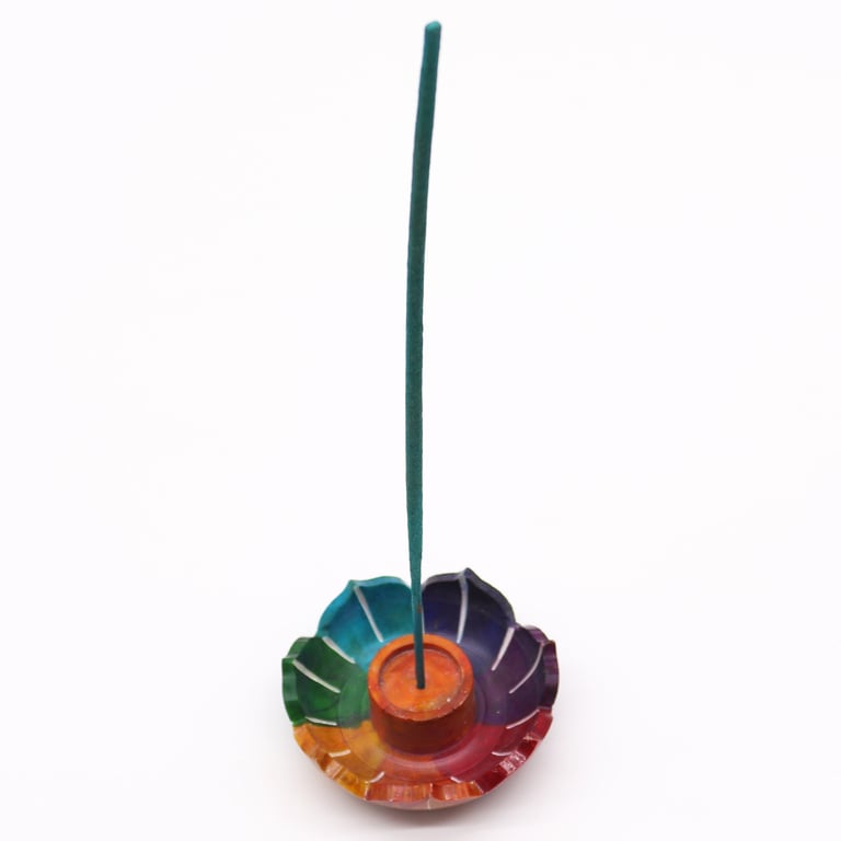 Soapstone Small Lotus Flower Chakra Coloured Incense Holder - Crystal Healing Aids