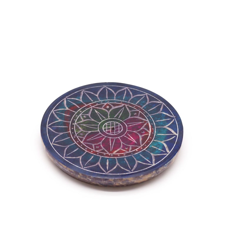 Soapstone Disc Lotus Incense Holder - Spiritual Home Decor for Meditation and Relaxation