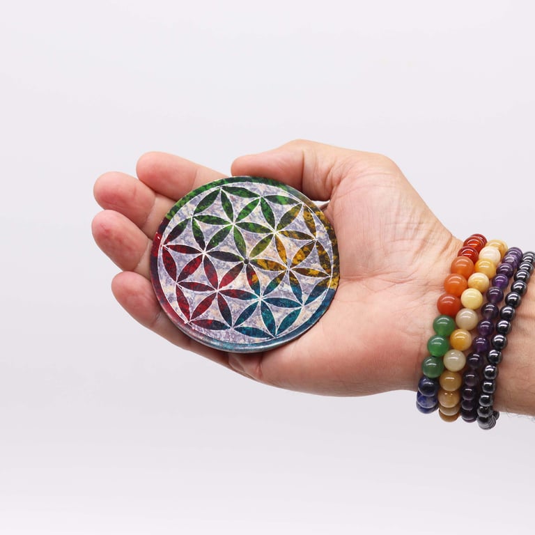 Soapstone Flower of Life Incense Holder - Spiritual Home Decor Meditation Tool