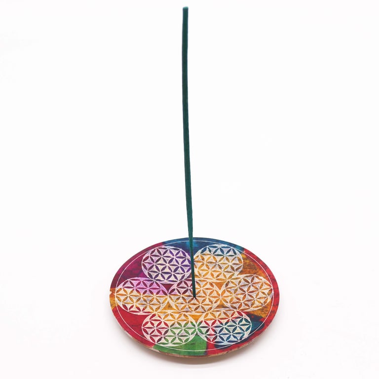 Soapstone Disc Incense Holder - Flower of Life Design