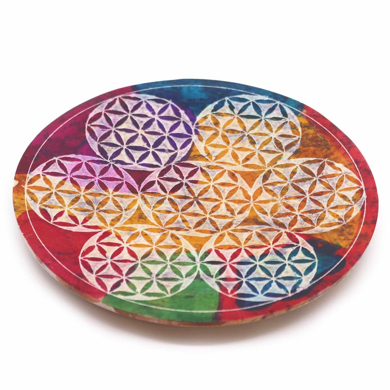 Soapstone Disc Incense Holder - Flower of Life Design