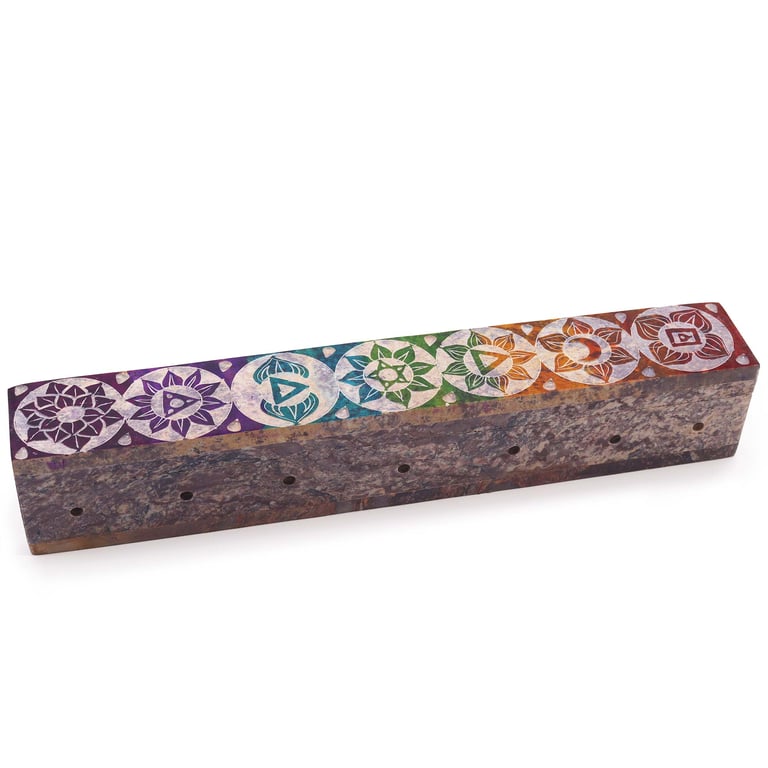 Chakra Soapstone Incense Box (Smoke Holes)