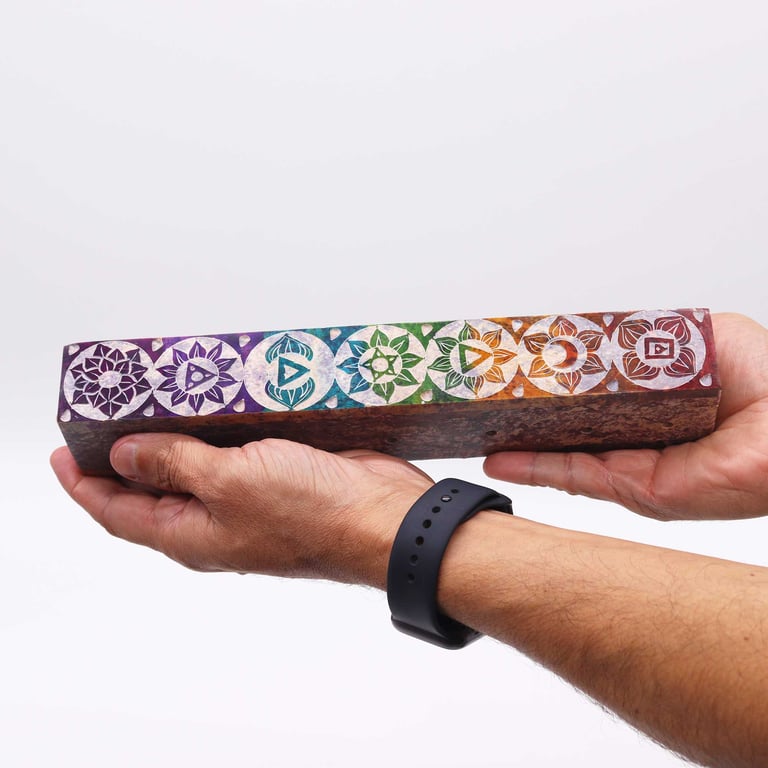 Chakra Soapstone Incense Box (Smoke Holes)