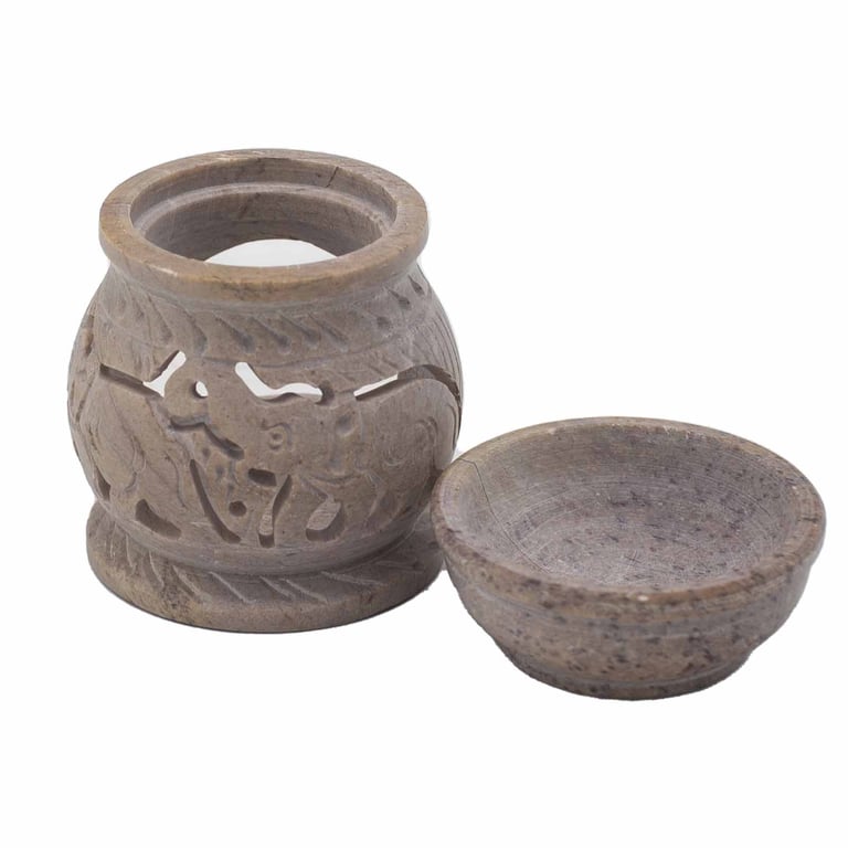 Small Soapstone Oil Burner - 8cm Elephant Essential Oil Diffuser Home Fragrance Device