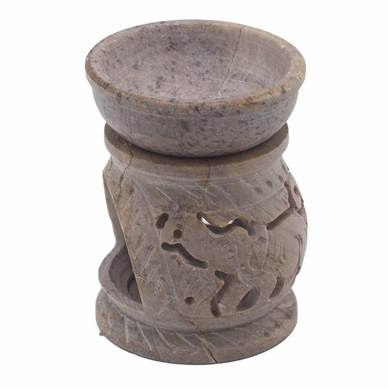 Small Soapstone Oil Burner - 8cm Elephant Essential Oil Diffuser Home Fragrance Device