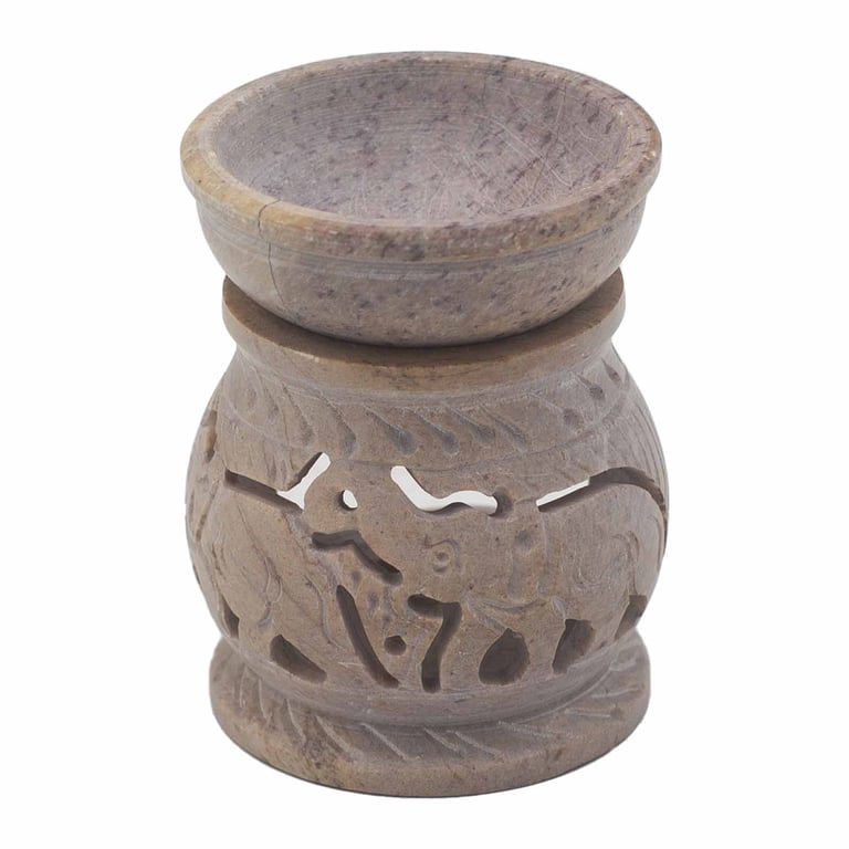 Small Soapstone Oil Burner - 8cm Elephant Essential Oil Diffuser Home Fragrance Device