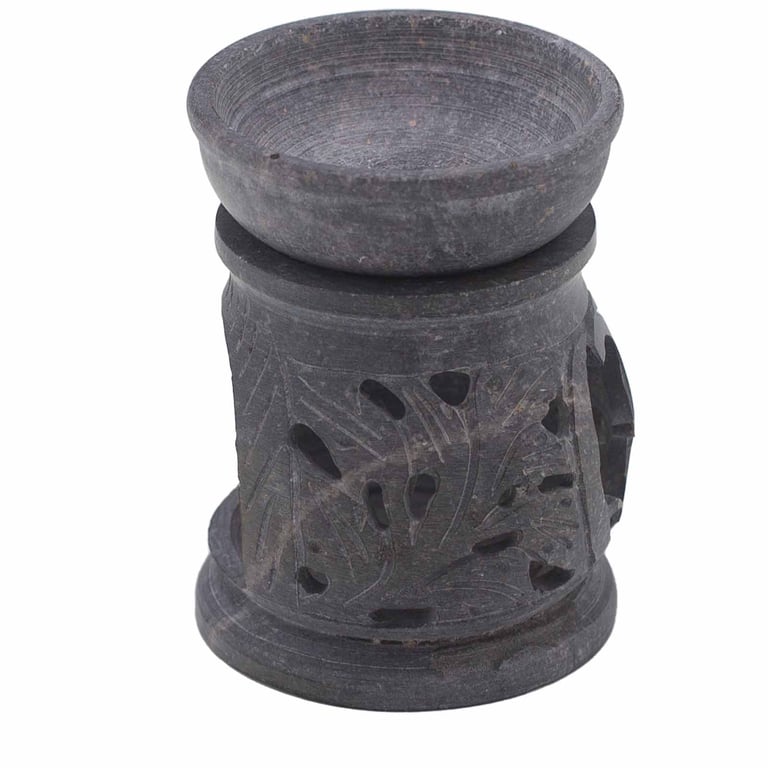 Small Soapstone Oil Burner 8cm - Om Essential Oil Diffuser for Calming Ambiance