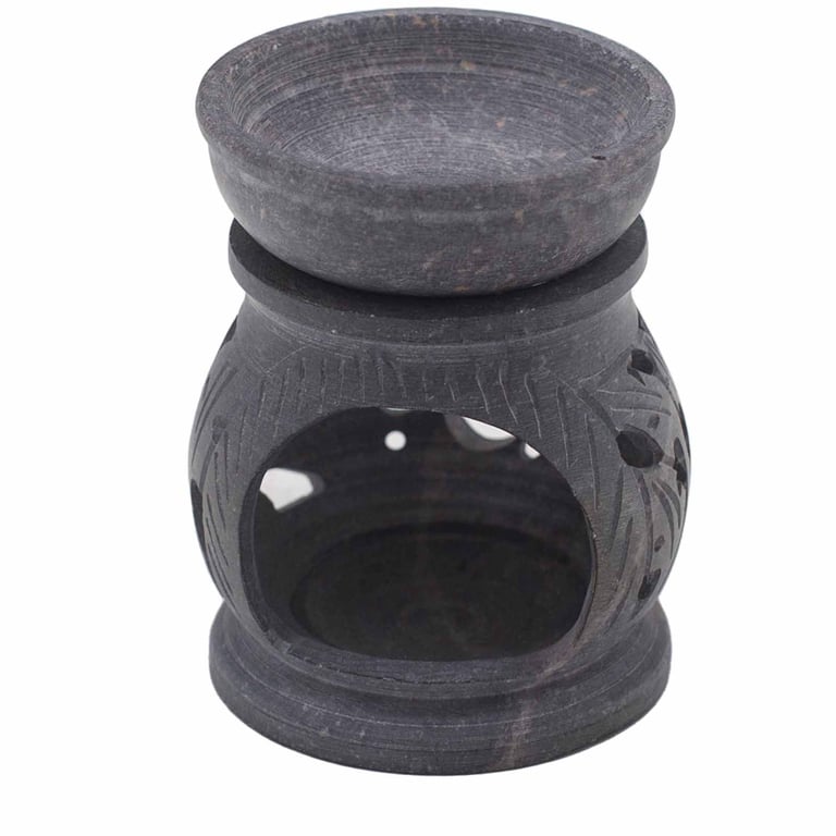 Small Soapstone Oil Burner 8cm - Om Essential Oil Diffuser for Calming Ambiance